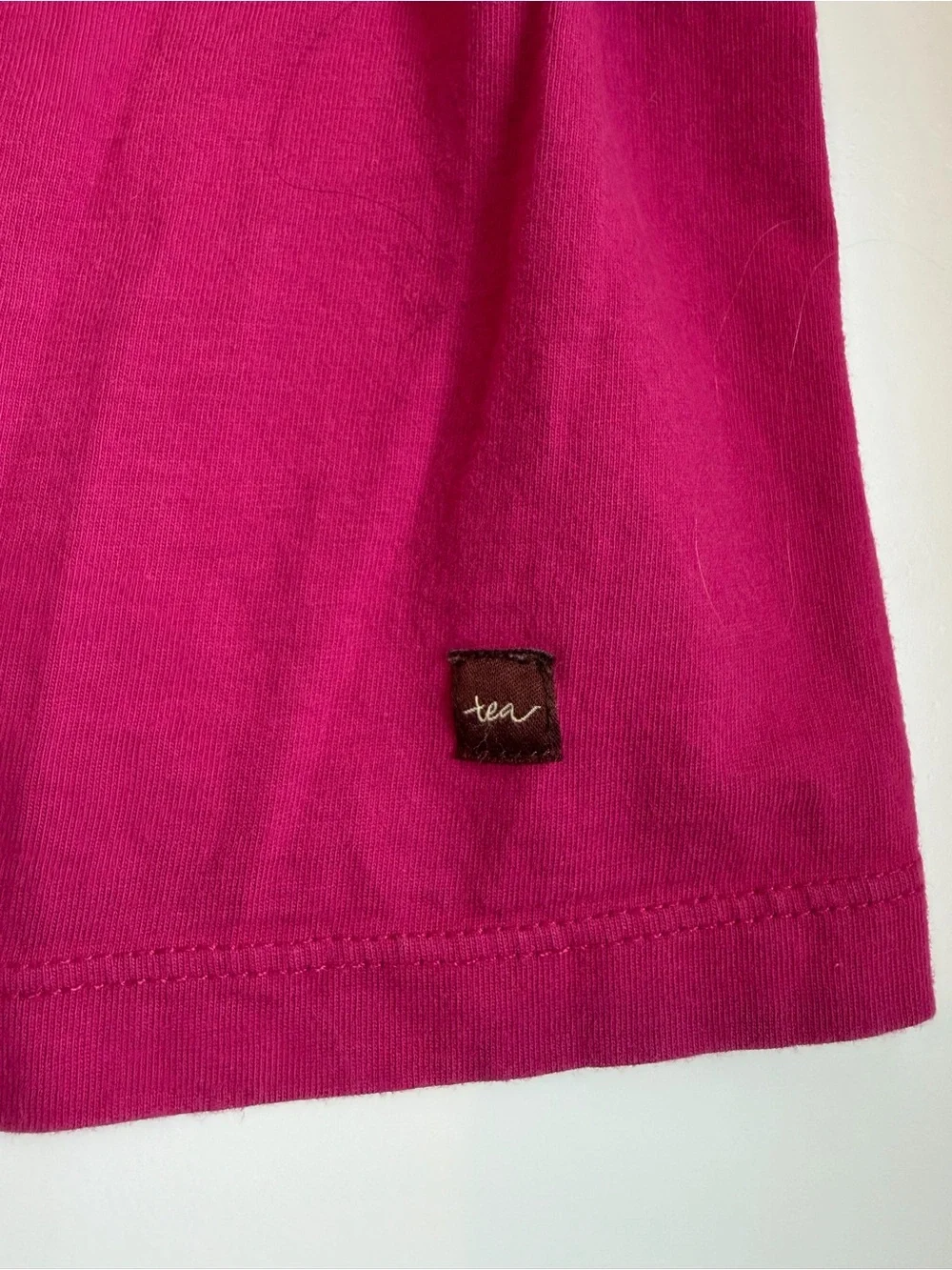 Tea Collection Girls Long Sleeved Dress 100% Cotton Bright Pink Magenta Size 8